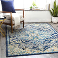 Livabliss Area Rugs - 8x10 Odelia Vintage Boho Blue Aqua Slate Area Rug for Living Room Bedroom - Floral Medallion Stain Resistant Carpet for Kitchen, Nursery, Office (7'10" x 10')