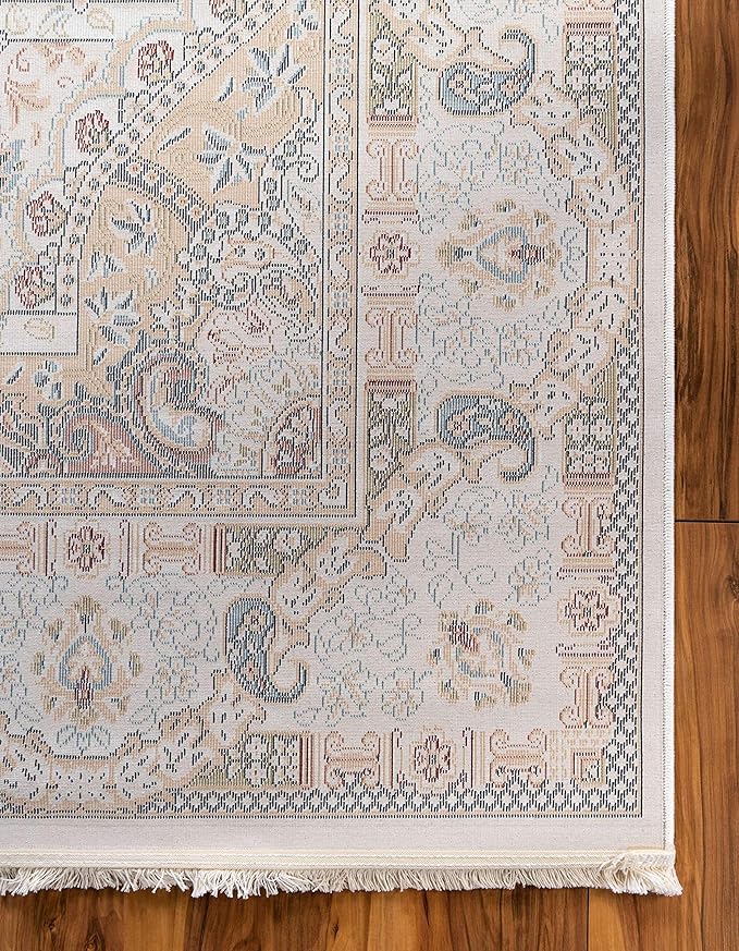 Unique Loom Narenj Collection Classic Traditional Medallion Textured Design Area Rug, 10 x 13 ft, Ivory/Tan