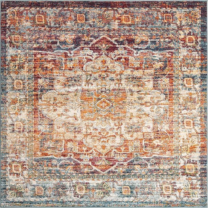 Unique Loom Isabella Collection Area Rug - Adjani (7' 10" Square, Multi/ Beige)