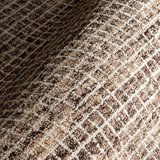 Rugs USA Melrose Handmade, Brown/Ivory, 4' x 6', Wool & Cotton, Soft and Cozy, High Traffic, Stain Resistant, Easy Clean, Durable Area Rug for Bedroom, Living Room, Dining Space, Den, Foyer, Entryway