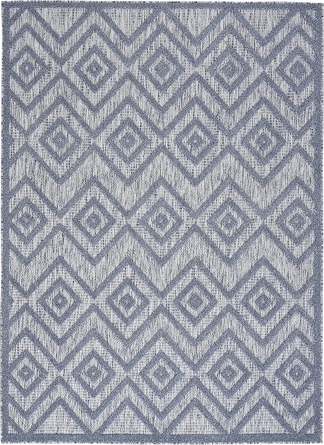 Nourison Home Versatile Denim Blue 5' x 7' Area Rug - Easy Clean, Non Shedding, Bed Room, Living Room, Dining Room, Kitchen (5' x 7')