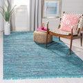 SAFAVIEH Rag Rug, Collection Area Rug - 3' Square, Blue & Multi, Handmade Boho Stripe Cotton, Ideal for High Traffic Areas in Living Room, Bedroom (RAR121B)