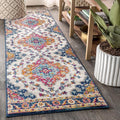 JONATHAN Y Boho Vintage Blue/Multi Runner Rug, 2x10, Bohemian Flair Medallion, Floral Easy-Cleaning High Traffic for Living Room, Bedroom, Kitchen, Pet-Friendly, Non Shedding (BMF106A-210)