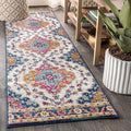JONATHAN Y Boho Vintage Blue/Multi Runner Rug, 2x18, Bohemian Flair Medallion, Floral Easy-Cleaning High Traffic for Living Room, Bedroom, Kitchen, Pet-Friendly, Non Shedding (BMF106A-218)