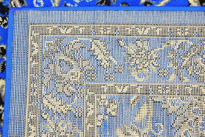 Unique Loom Sialk Hill Collection Area Rug - Washington (2' 7" x 10' Runner Dark Blue/Black)