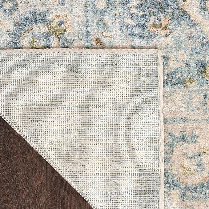 Nourison Home Astra Machine Washable Teal Beige 4' x 6' Area Rug Easy Clean, Non Shedding, Bed Room, Living Room, Dining Room, Kitchen (4' x 6')