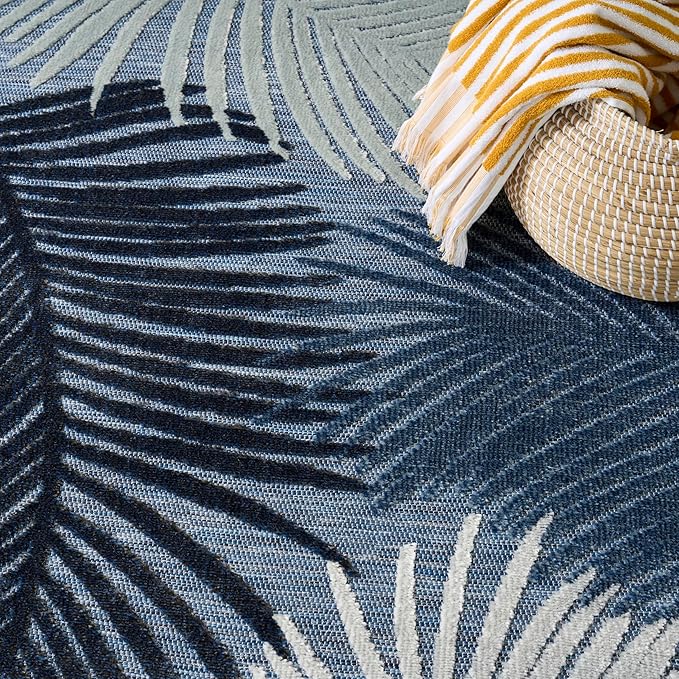 Nourison Home Suncoast Denim 4' x 6' Area Rug - Easy Clean, Non Shedding, Bed Room, Living Room, Dining Room, Kitchen (4' x 6')