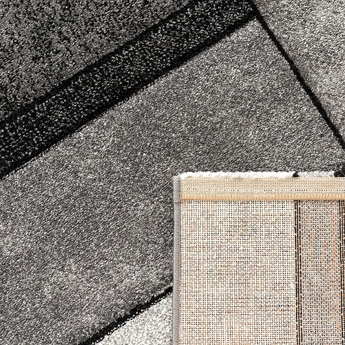 Paco Home Runner Rug Modern Geometric Pattern in Grey White, Size: 2'8" x 9'10"