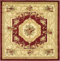 Unique Loom Versailles Collection Traditional Classic Floral Motif Area Rug (4' 0 x 4' 0 Square, Burgundy/ Ivory)