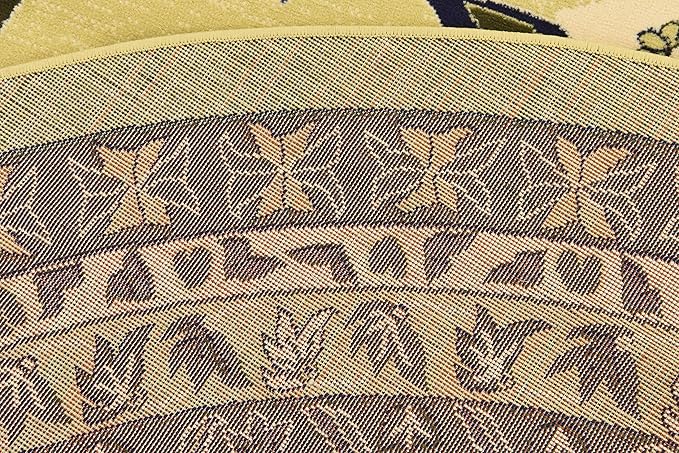 Unique Loom Taftan Collection Border Geometric Tribal Inspired Design Area Rug (8' 0 x 8' 0 Round, Gold/ Gray)