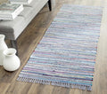 SAFAVIEH Rag Rug Collection Runner Rug - 2'3" x 6', Purple & Multi, Handmade Boho Stripe Cotton, Ideal for High Traffic Areas in Living Room, Bedroom (RAR121D)