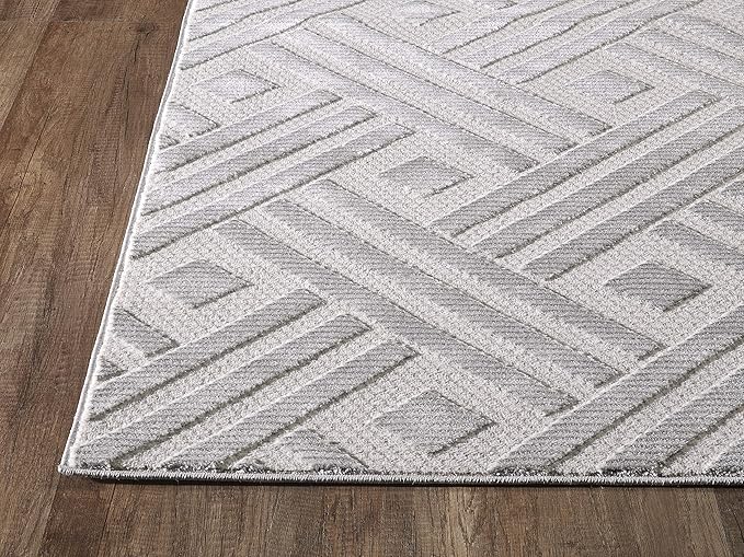 Abani Modern Grey Geometric Striped Chevron 5'3" x 7'6" Area Rug Rugs Nova Collection - Eclectic Pattern Accent Rug
