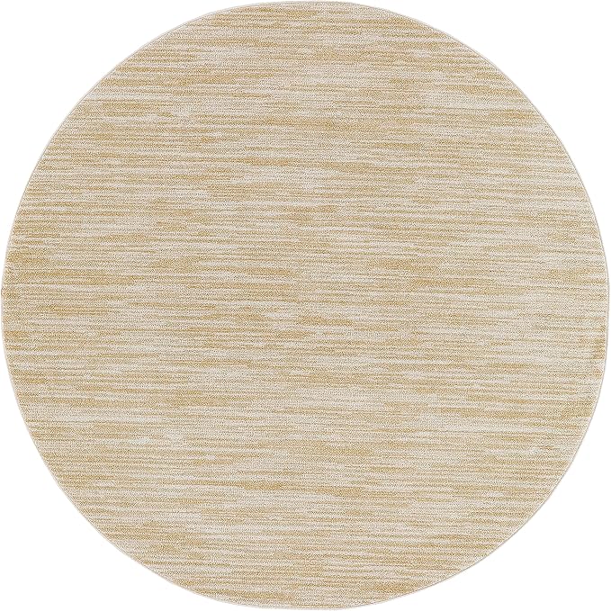 Nourison Home Nourison Essentials Ivory Gold 4' x Round Area Rug - Easy Clean, Non Shedding, Bed Room, Living Room, Dining Room, Kitchen (4' x Round)