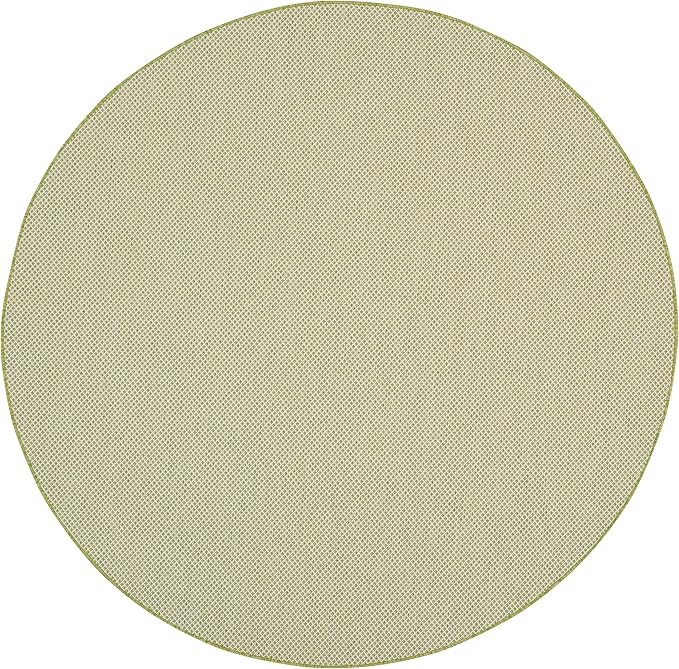 Nourison Home Courtyard Ivory Green 6' x Round Area Rug - Easy Clean, Non Shedding, Bed Room, Living Room, Dining Room, Kitchen (6' x Round)
