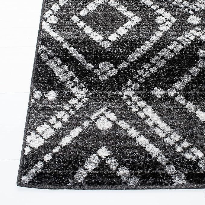 SAFAVIEH Adirondack Collection Runner Rug - 2'6" x 6', Black & Ivory, Modern Diamond Distressed Design, Non-Shedding & Easy Care, Ideal for High Traffic Areas in Living Room, Bedroom (ADR131A)