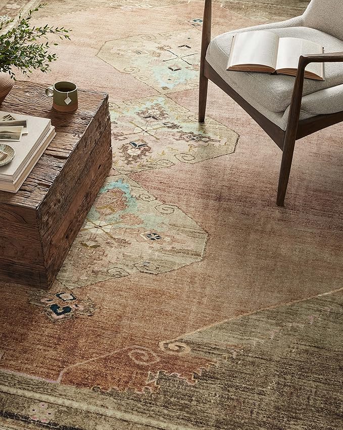Loloi Magnolia Home by Joanna Gaines Sinclair Collection SIN-06 Clay/Tobacco 2'-3" x 3'-9", .25" Pile Height, Machine Washable, Accent Rug