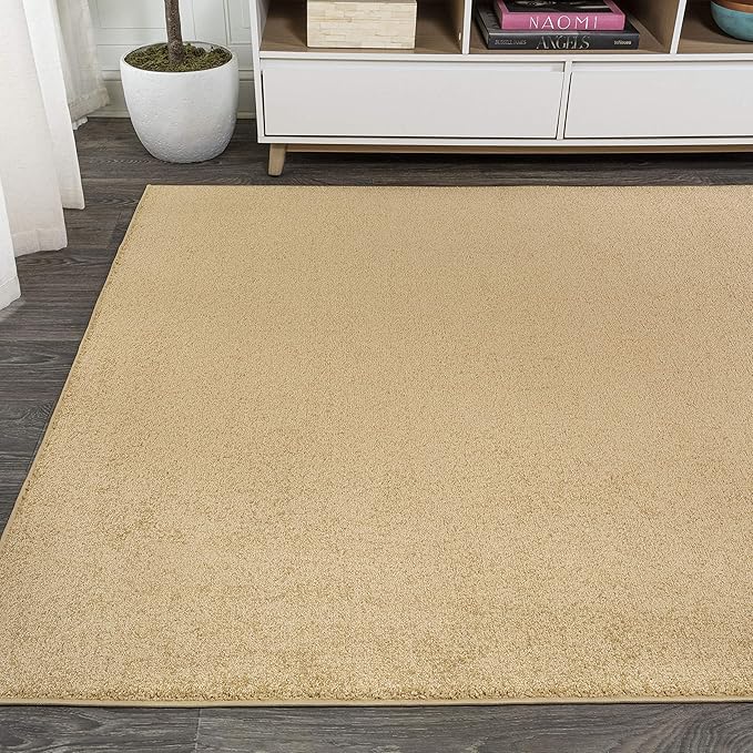 Eyely UES100B-5 Supersoft Haze Solid Low-Pile Indoor Area Rug Casual;Contemporary;Solid;Traditional, Bedroom, Kitchen, Living Room, Easy-Cleaning, Non-Shedding, 5 X 8, Mustard
