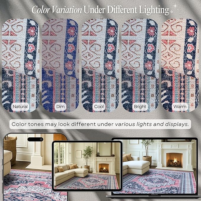 Fame Rugs Turkish Rug. Washable Vintage Oriental Antique Inspired Traditional Doormat Small Modern Area Rugs Luxury Entryway Entry Bedroom Bathroom Kitchen (399TN, 2'5 x 5')