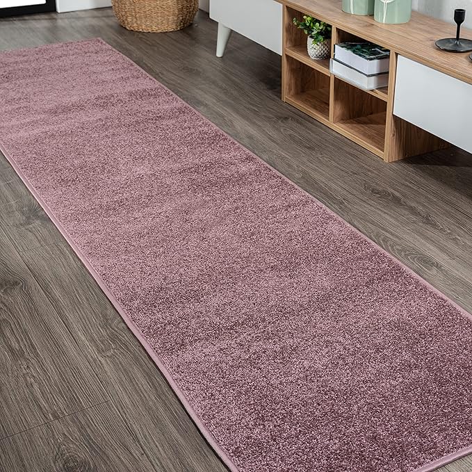 Eyely UES100R-210 Supersoft Haze Solid Low-Pile Indoor Runner Rug Casual;Contemporary;Solid;Traditional, Bedroom, Kitchen, Living Room, Easy-Cleaning, Non-Shedding, 2 X 10, Light Purple
