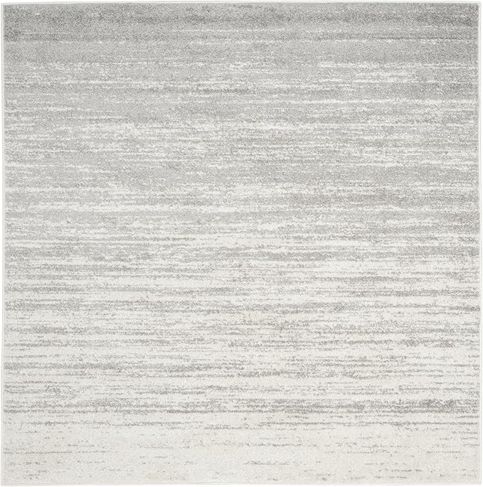 SAFAVIEH Adirondack Collection Area Rug - 8' Square, Ivory & Silver, Modern Ombre Design, Non Shedding & Easy to Clean, Ideal for Living Room, Bedroom, Office, Dining Space (ADR113B)