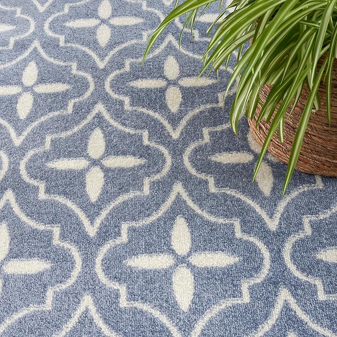 Nourison Home Nourison Essentials Blue Ivory 8' x 10' Area Rug - Easy Clean, Non Shedding, Bed Room, Living Room, Dining Room, Kitchen (8' x 10')