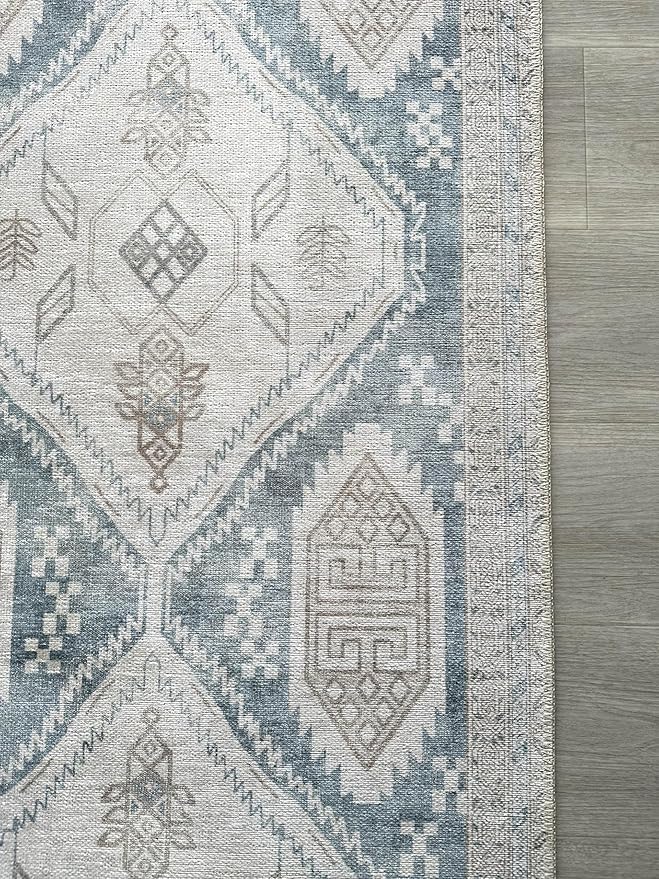 Fame Living Faded Oushak Rug, Turkish Vintage Floral Pastel Large Oversized Area Rugs for Living Room Dining Bedroom Kitchen Bathroom Nursery (852CB, 2' x 3')