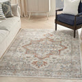 Nourison Home Astra Machine Washable Traditional Grey/Multi 6'7" x 9' Area Rug, Easy Cleaning, Non Shedding, Bed Room, Living Room, Dining Room, Kitchen (7x9)