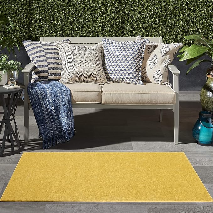 Nourison Home Nourison Essentials Yellow 3' x 5' Area Rug - Easy Clean, Non Shedding, Bed Room, Living Room, Dining Room, Kitchen (3' x 5')