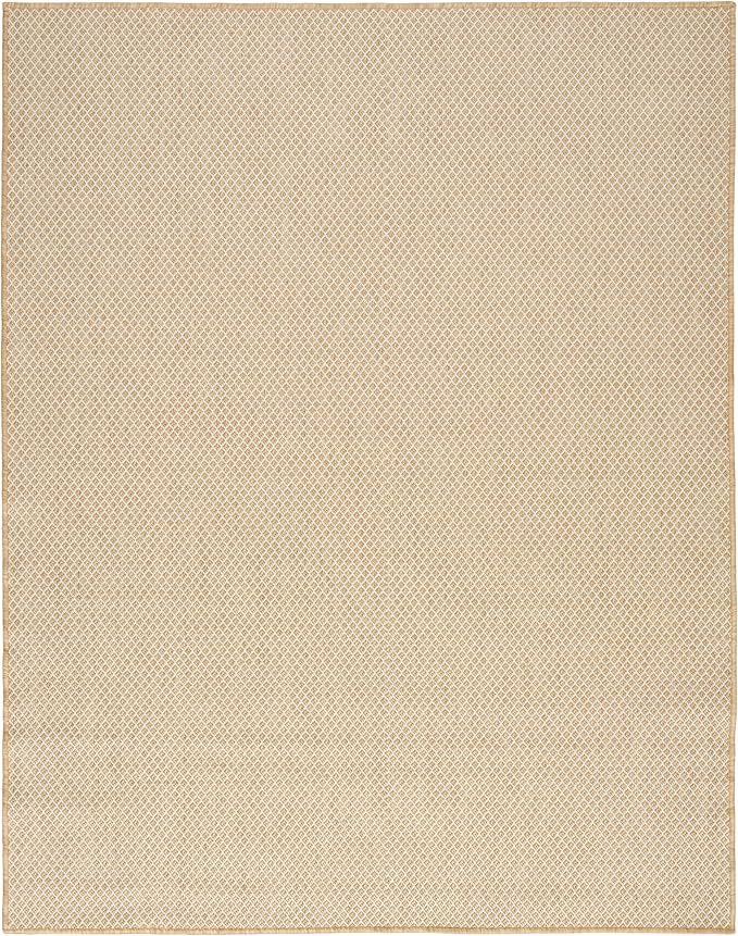 Nourison Home Courtyard Natural 10' x 14' Area Rug - Easy Clean, Non Shedding, Bed Room, Living Room, Dining Room, Kitchen (10' x 14')