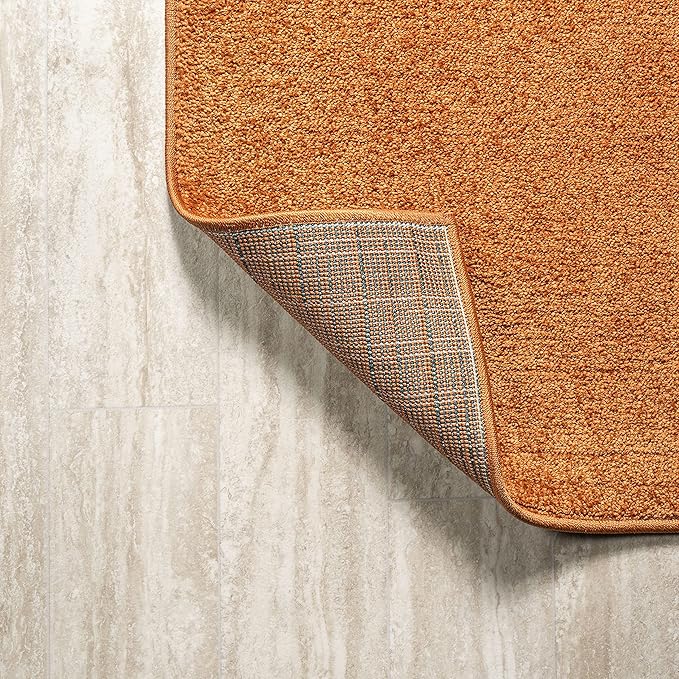 JONATHAN Y Haze Solid Low-Pile Orange Runner Rug 2x14, Coastal,Bohemian,Minimalist,Classic, Easy-Cleaning for Living Room,Bedroom,Kitchen,Pet Friendly,Non-Shedding (SEU100M-214)