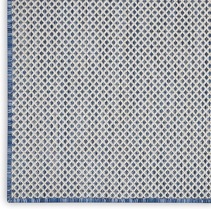 Nourison Home Courtyard Ivory Blue 7' x 10' Area Rug - Easy Clean, Non Shedding, Bed Room, Living Room, Dining Room, Kitchen (7' x 10')