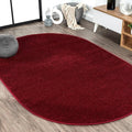 Eyely UES100Q-6OV Supersoft Haze Solid Low-Pile Indoor Area Rug, Coastal, Bohemian, Minimalist, Classic, Casual for Bedroom,Kitchen,Living Room,Non Shedding,Easy-Washing, Red, 6 X 9 Oval
