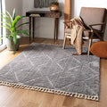 SAFAVIEH Marrakech Collection Area Rug - 5'3" x 7'6", Grey, Moroccan Boho Tribal Tassel Design, Non-Shedding & Easy Care, Ideal for High Traffic Areas in Living Room, Bedroom (MRK517F)