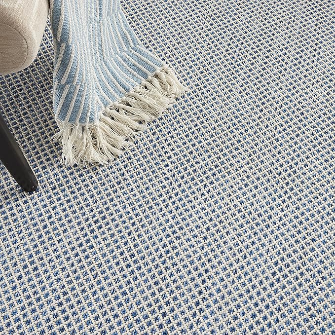 Nourison Home Courtyard Ivory Blue 6' x 9' Area Rug - Easy Clean, Non Shedding, Bed Room, Living Room, Dining Room, Kitchen (6' x 9')