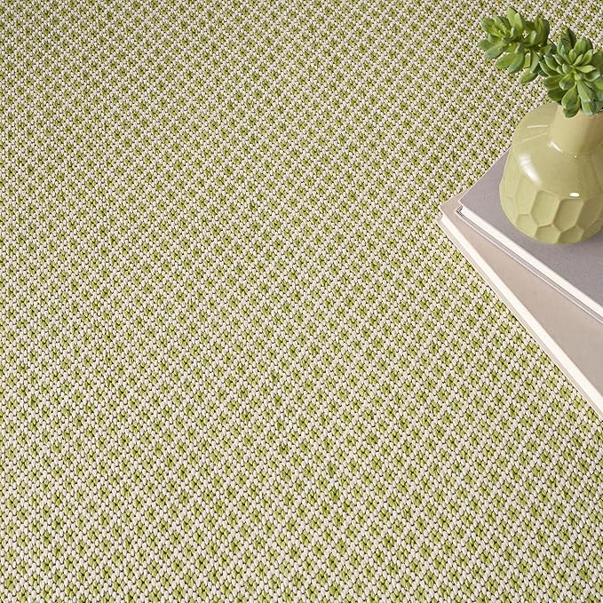 Nourison Home Courtyard Ivory Green 6' x Round Area Rug - Easy Clean, Non Shedding, Bed Room, Living Room, Dining Room, Kitchen (6' x Round)