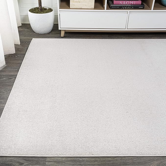 Eyely UES100D-3 Supersoft Haze Solid Low-Pile Indoor Area Rug Casual;Contemporary;Solid;Traditional, Bedroom, Kitchen, Living Room, Easy-Cleaning, Non-Shedding, 3 X 5, Ivory