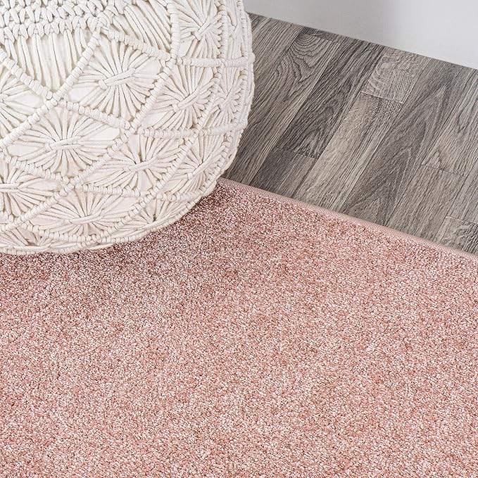 JONATHAN Y Haze Solid Low-Pile Pink 9x9 Square Indoor Area Rug, Coastal,Bohemian,Minimalist,Classic, Easy-Cleaning for Living Room,Bedroom,Kitchen,Pet Friendly,Non-Shedding (SEU100P-9SQ)