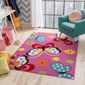 Well Woven Modern Rug Daisy Butterflies Pink 3'3'' x 5' Accent Entry Way Bright Kids Room Kitchn Bedroom Carpet Bathroom Soft Durable Area Rug