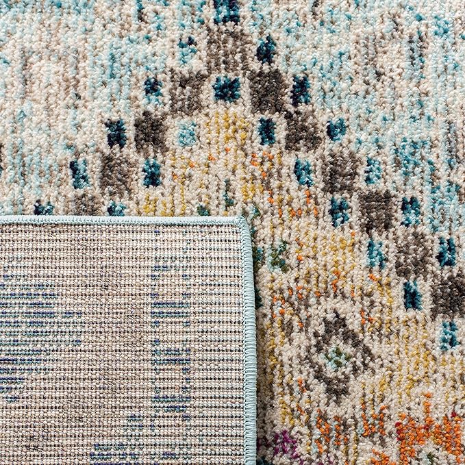 SAFAVIEH Madison Collection Accent Rug - 3' x 5', Dark Blue & Yellow, Boho Distressed Design, Non-Shedding & Easy Care, Ideal for High Traffic Areas in Entryway, Living Room, Bedroom (MAD418N)