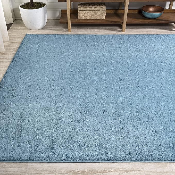 Eyely UES100H-8 Supersoft Haze Solid Low-Pile Indoor Area Rug Casual;Contemporary;Solid;Traditional, Bedroom, Kitchen, Living Room, Easy-Cleaning, Non-Shedding, 8 X 10, Turquoise