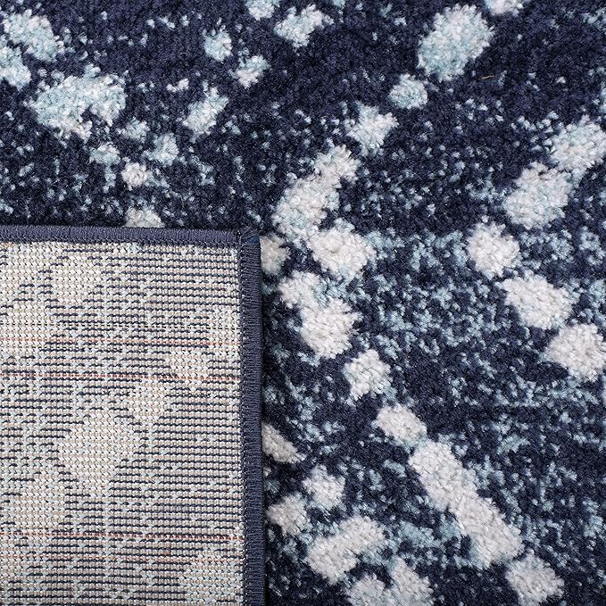 SAFAVIEH Adirondack Collection Runner Rug - 2'6" x 14', Navy & Ivory, Modern Diamond Distressed Design, Non-Shedding & Easy Care, Ideal for High Traffic Areas in Living Room, Bedroom (ADR131N)