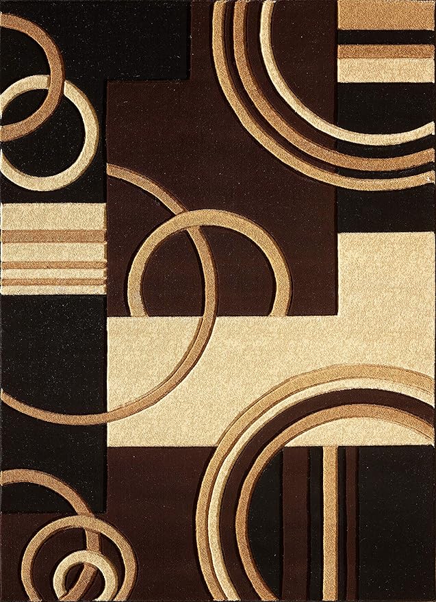 GLORY RUGS Area Rug 2x3 Door Mat Brown Geometric Soft Floor Carpet with Premium Fluffy Texture for Indoor Living Dining Room and Bedroom Area