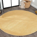 JONATHAN Y Haze Solid Low-Pile Mustard 6' Round Indoor Area Rug, Coastal,Bohemian,Minimalist,Classic, Easy-Cleaning for Living Room,Bedroom,Kitchen,Pet Friendly,Non-Shedding (SEU100B-6R)
