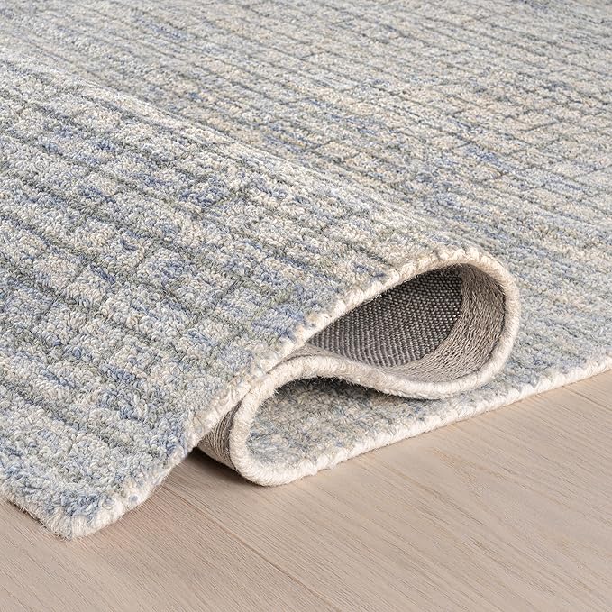 Rugs USA Melrose Light Blue/Ivory, 9'6" x 13'6", Handmade, Wool & Cotton, Soft and Cozy, High Traffic, Stain Resistant, Easy Clean, Durable Area Rug for Bedroom, Living Room, Dining Space, Entryway