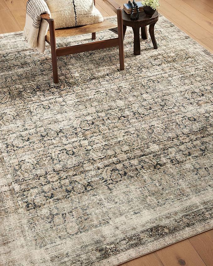 Loloi Amber Lewis Morgan Collection MOG-02 Navy/Sand 7'-3" x 9'-3" 38" Thick Area Rug feat. CloudPile, Neutral, Room Décor, Vintage Inspired, Livingroom, Bedroom, Dining Area