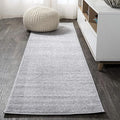 Eyely UES100K-28 Supersoft Haze Solid Low-Pile Indoor Runner Rug Casual;Contemporary;Solid;Traditional, Bedroom, Kitchen, Living Room, Easy-Cleaning, Non-Shedding, 2 X 8, Light Gray