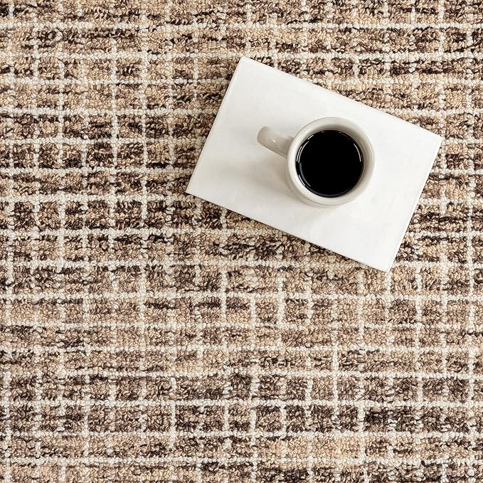 Rugs USA Melrose Brown/Ivory, 2'6" x 12', Handmade, Wool & Cotton, Soft and Cozy, High Traffic, Stain Resistant, Easy Clean, Durable Runner for Bedroom, Living Room, Dining Space, Den, Entryway