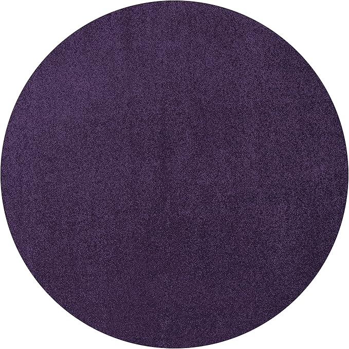 Eyely UES100N-4R Supersoft Haze Solid Low-Pile Indoor Area Rug, Coastal, Bohemian, Minimalist, Classic, Casual for Bedroom,Kitchen,Living Room,Non Shedding,Easy-Washing, Purple, 4' Round
