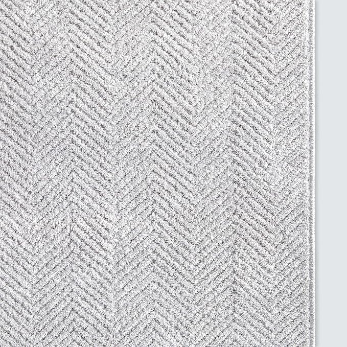 Well Woven Custom Size Hallway & Stair Runner- Harlow Pompeii Light Grey 31 Inches Wide x 65 Feet Long Runner (31" x 65') Runner Rug - Modern Chevron Pattern, Ultra-Soft, Easy-Clean
