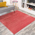 Eyely UES100E-9SQ Haze Solid Low-Pile Red 9' Square Area Rug, Pet Friendly, Stain Resistant, Easy Cleaning, for Bedroom, Living Room, Kitchen